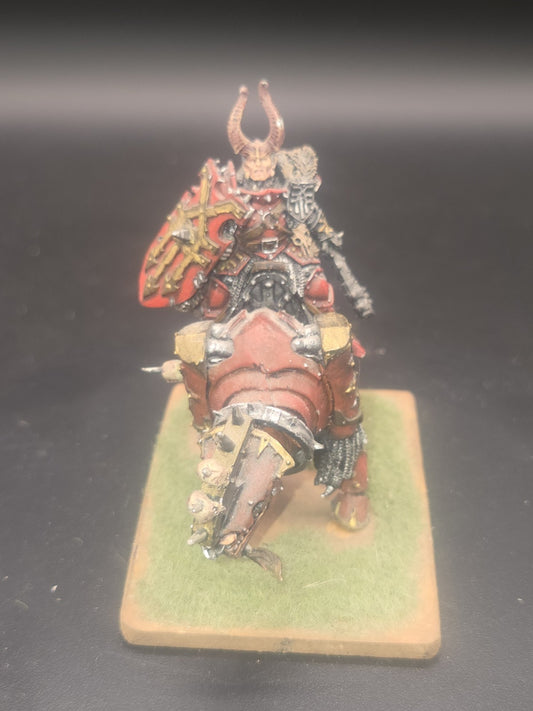 Warhammer Chaos AoS Blades Khorne Lord on Juggernaut (oop metal) tabletop ready0